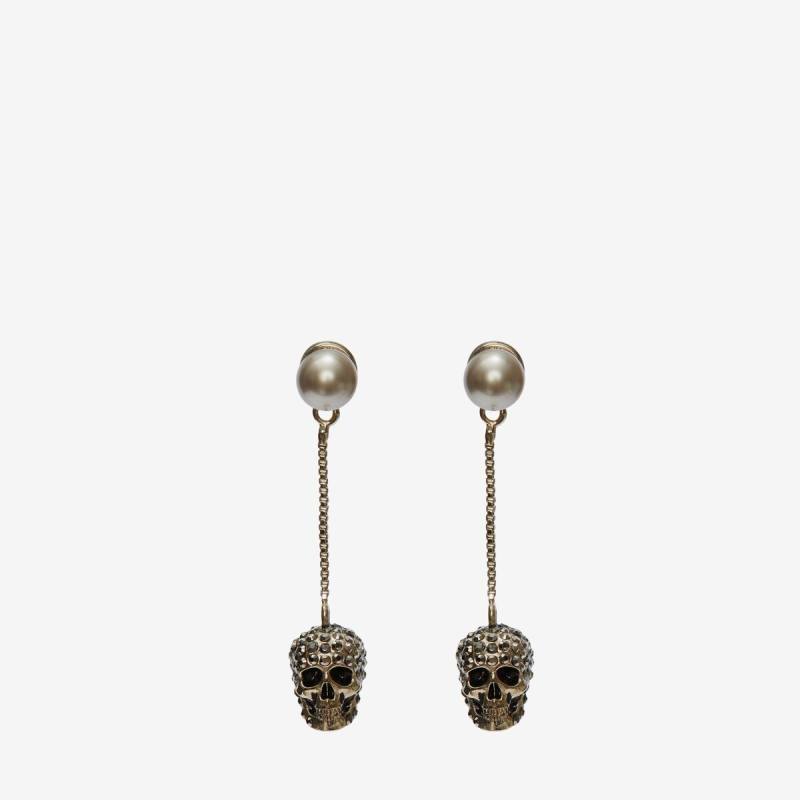 ALEXANDER MCQUEEN - Pave Skull Chain Earrings - Item 582698J160K2080